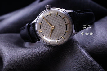 Citizen Phynox — 1961年4月產昭和初期典藏古董錶 罕見立體「格紋交織雙圈華夫面盤」